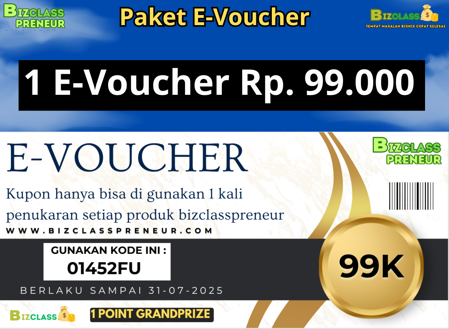 Paket 1 E-Voucher Bizclass