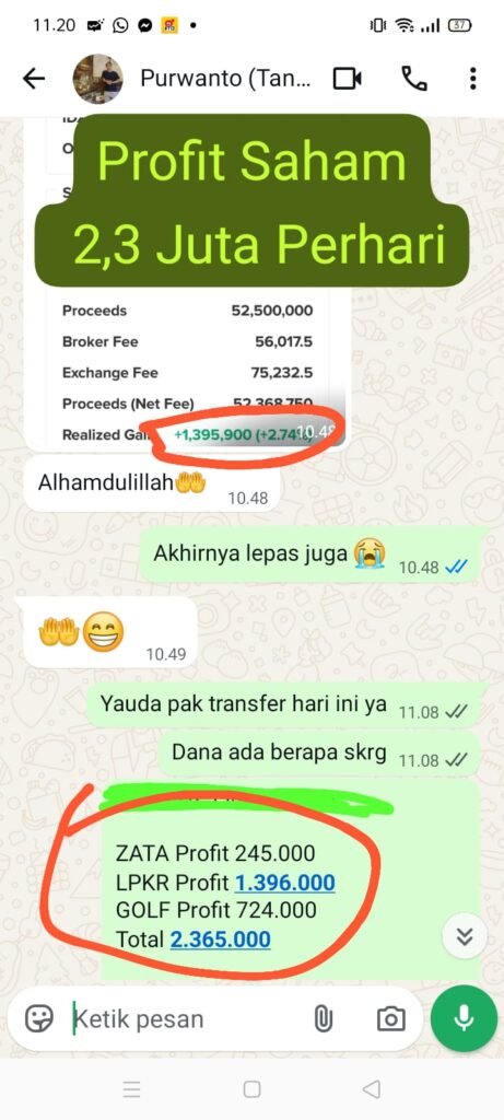 Profit Saham 2,3 Juta Perhari