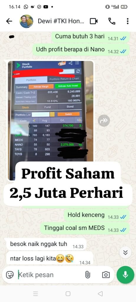 Profit Saham 2,5 Juta Perhari
