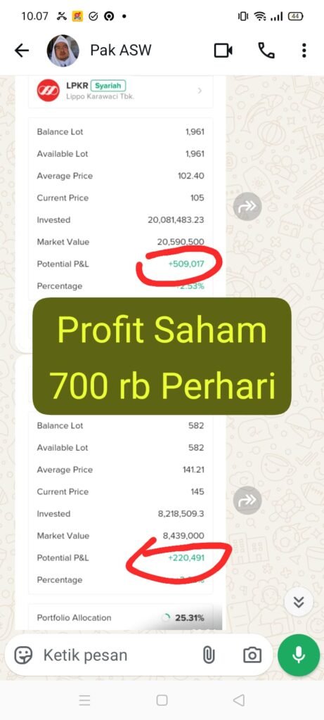 Profit Saham 700 ribu Perhari