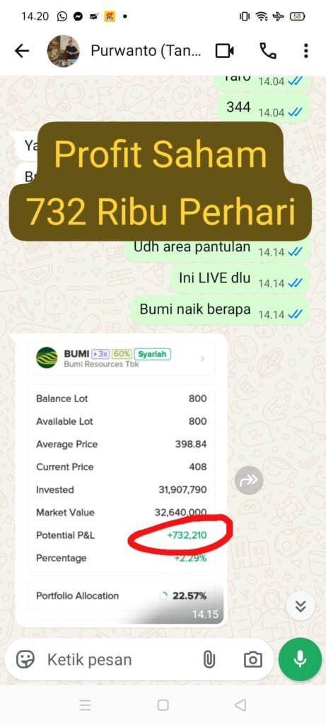 Profit Saham 732 Ribu Perhari